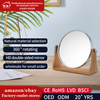Stand Up Desk Fancy Bathroom Bamboo Magnifying Round Makeup Mirror 
