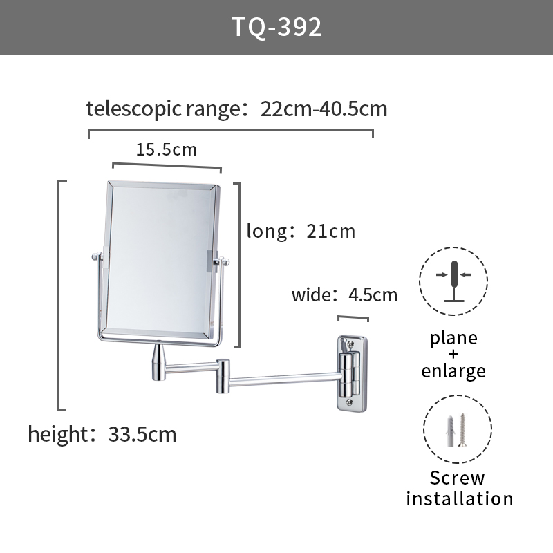 Wall Mounted Vanity Mirror For Shaving Bathroom Square Cosmetic Mirror