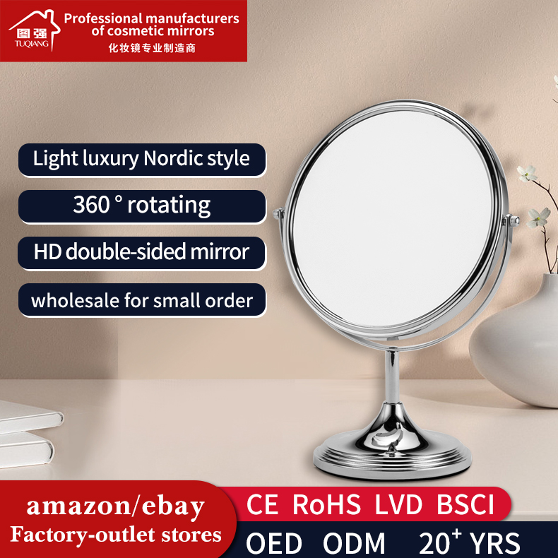  Popular Magnifying Mirror 360-degree Rotating Beauty Magnification Mirror Vintage Vanity Circle Mirror With Standing