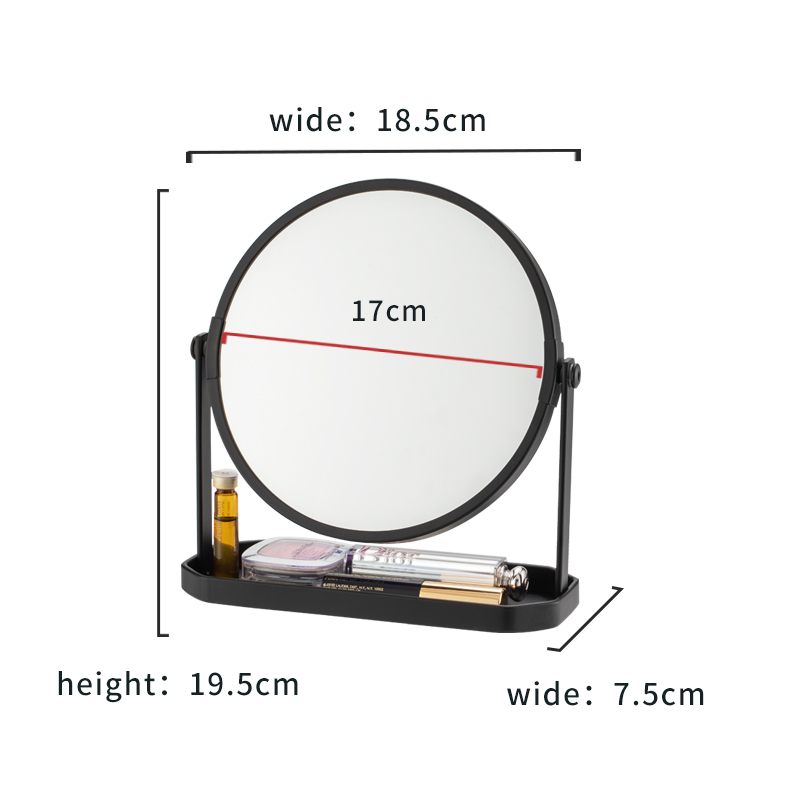 Convenient Metal Circle Storage Mirror 360 Swivel Tabletop Mirror And Standing Table Makeup Mirror