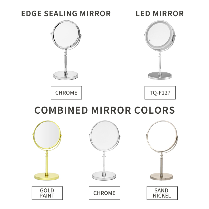 Factory Direct Sales Magnifying Vanity Mirror Without Light, 360 Rotation Double Sided Standing Desktop Bathroom Mirror