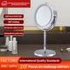 Popular Chrome Metal LED Desktop Mirror 360 Rotation With Stand Makeup Mirror 1X 7X For Home Use Wholesale Available