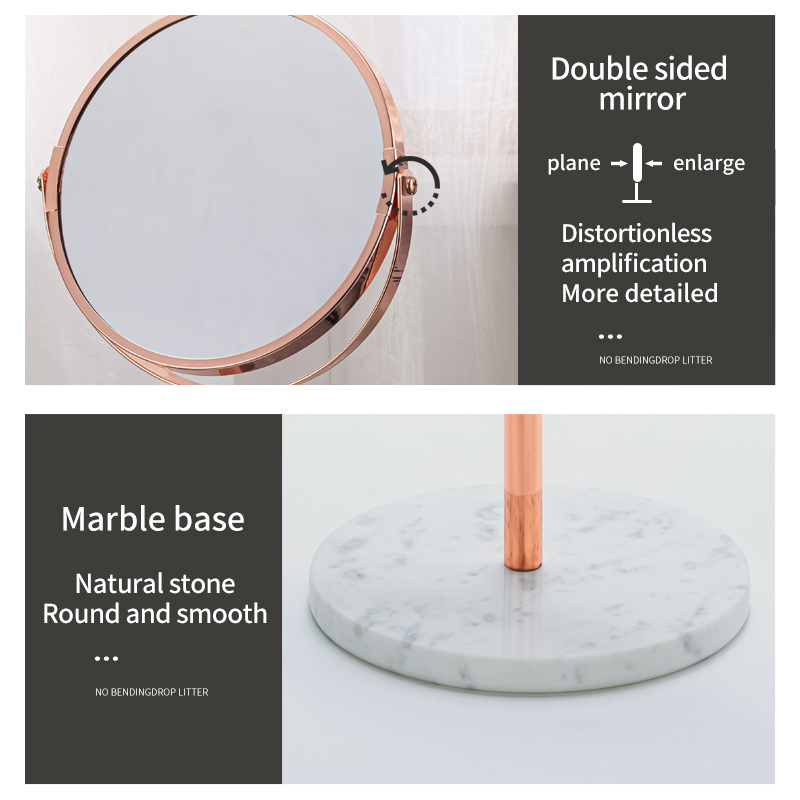 Rose Gold Frame Bathroom And Double Sided Standing Mirror With Standing Make Up Mirror For Bedroom