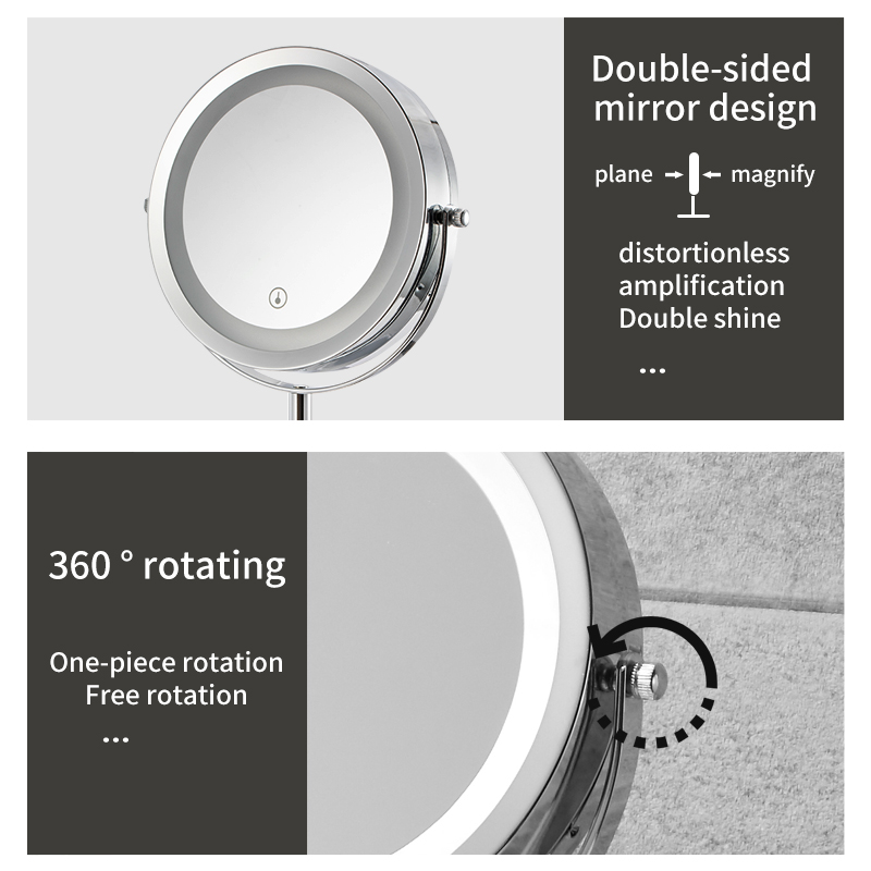Double Sided 360 Degree Rotation Makeup Mirror With 10x Magnifying
