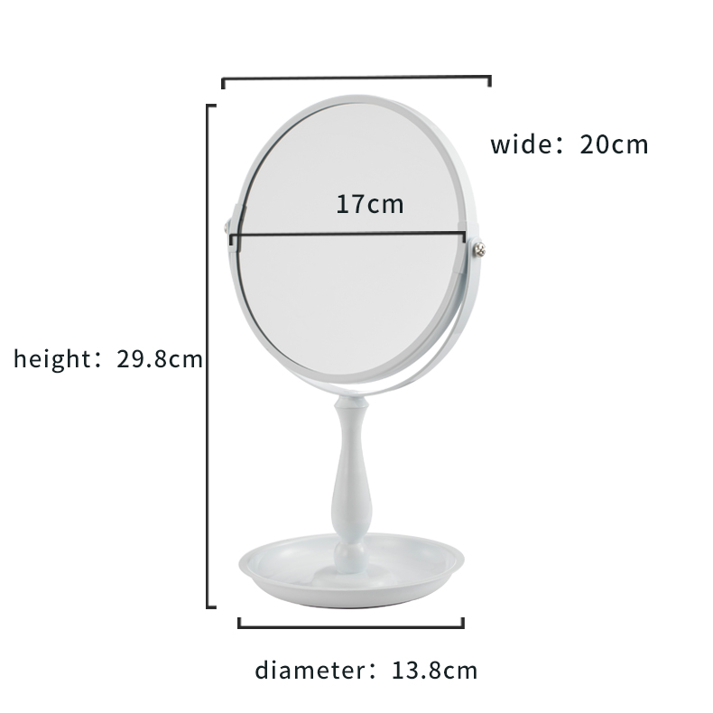 Double Sided Magnifying Makeup Mirror With Storage Tray For Bedroom