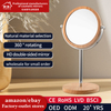 Tabletop Family Use Ikea Mirror Wooden Frame Livingroom Small Wooden Circle Mirror And Wooden Makeup Mirror