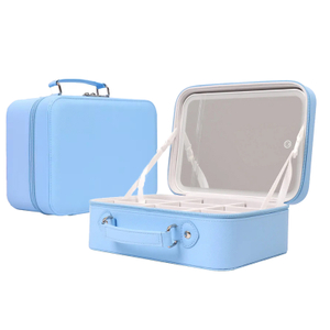 Large Capacity makeup case with lights Travel Makeup Bag with LED Mirror Lighted Makeup Case Supports Custom Logo