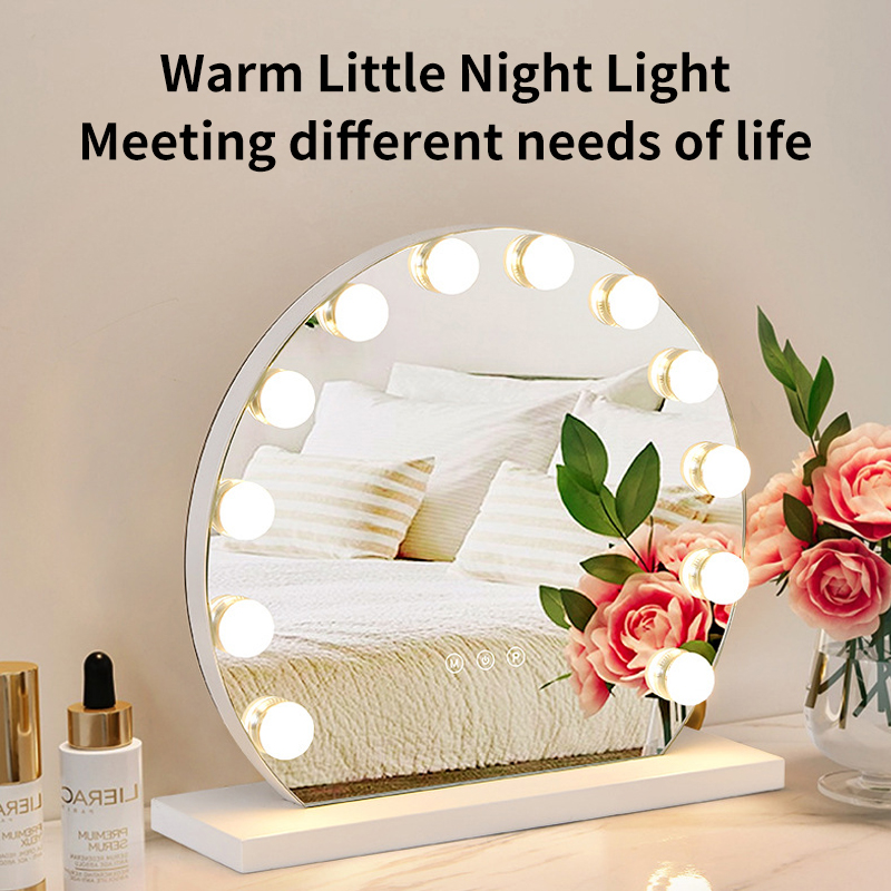 Factory New Products Ins Style Circle Led Makeup Mirror Family Battery Operated Led Mirror And Big Led Makeup Mirror