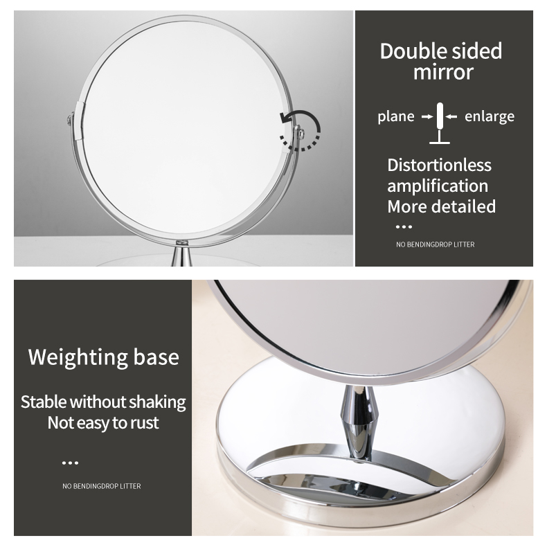 China Manufacturer Double Sided Magnifying Makeup Mirror 7x Round Desk Small Mirror Office Desk Mirror Can Customized Logo