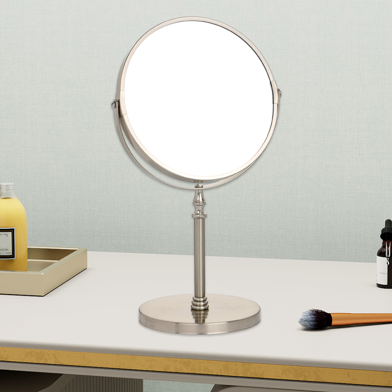 Factory Direct Sales Magnifying Vanity Mirror Without Light, 360 Rotation Double Sided Standing Desktop Bathroom Mirror