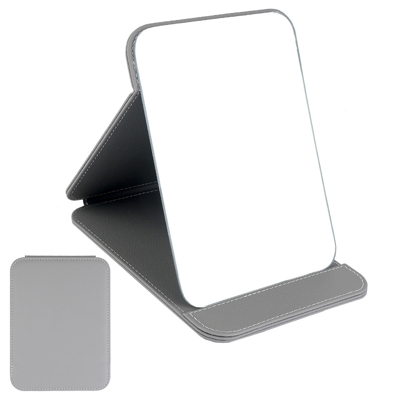 New Design White/black Square PU Leather Foldable Makeup Mirror for Woman Home/travel Use 