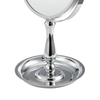 Chrome Dressing Table Mirror Circle Makeup Mirror With Storage Tray
