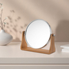 Stand Up Desk Fancy Bathroom Bamboo Magnifying Round Makeup Mirror 