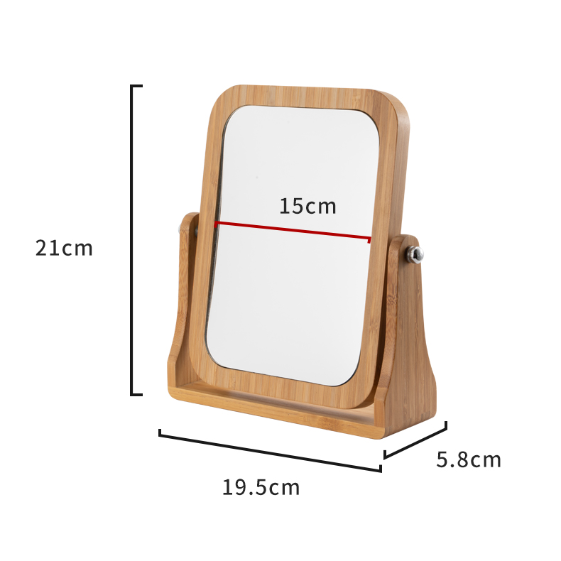 Magnifying Double Sided Wooden Frame Bathroom Makeup Mirror With Stand