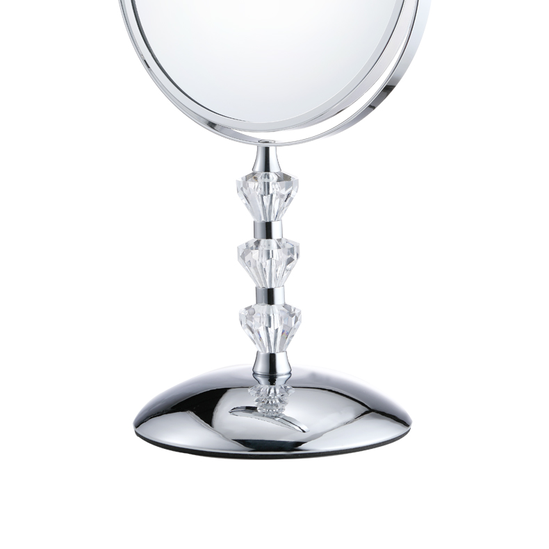 Compact Acrylic Glass Mirror with Crystal Accents and Acrylic Makeup Mirror for Bathroom Use