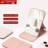 PU Leather Case Cover Travel Square Stainless Steel Compact Mini Tabletop Desktop Foldable Cosmetic Mirror Pocket Mirror