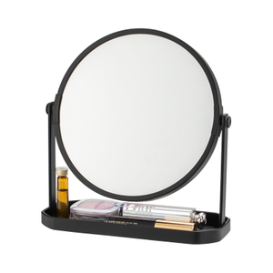 Modern Small Bathroom Tabletop Circle Makeup Vanity Mirror With Storage
