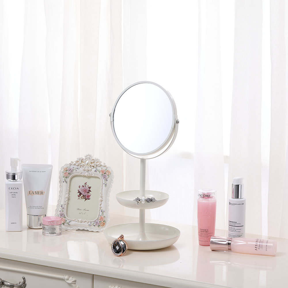 Plastic Portable Mirror Magnifying Table Mirror And Desk Mirror with Storage