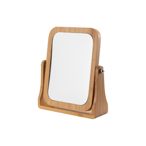 Magnifying Double Sided Wooden Frame Bathroom Makeup Mirror With Stand