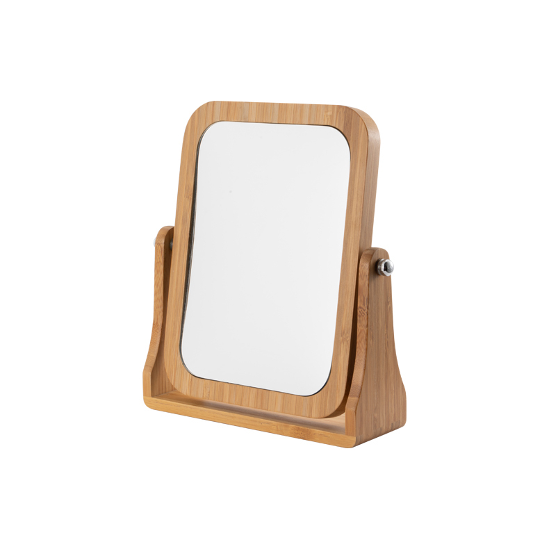 Magnifying Double Sided Wooden Frame Bathroom Makeup Mirror With Stand