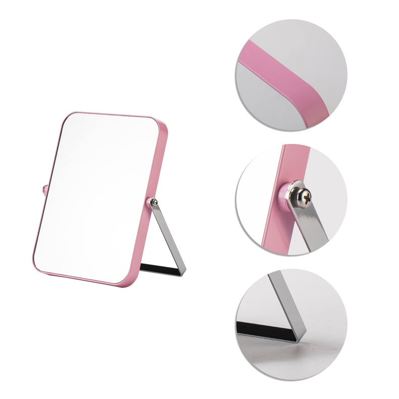 New Arrival Rectangular Design Vanity Mirror Pink Plastic Mirror Vintage Style Mirror