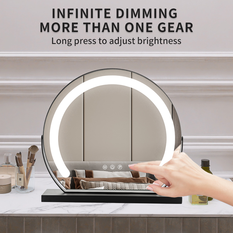 Support Wholesale Hot Sale Black Hollywood Mirror with Lights Support OEM/ODM Hollywood Mirror Round And Metal Hollywood Style Vanity Mirror