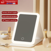 Travel Makeup Mirror with LED Light Beauty Folding Pu Makeup Mirror With 3 Color Dimmable Touch Screen
