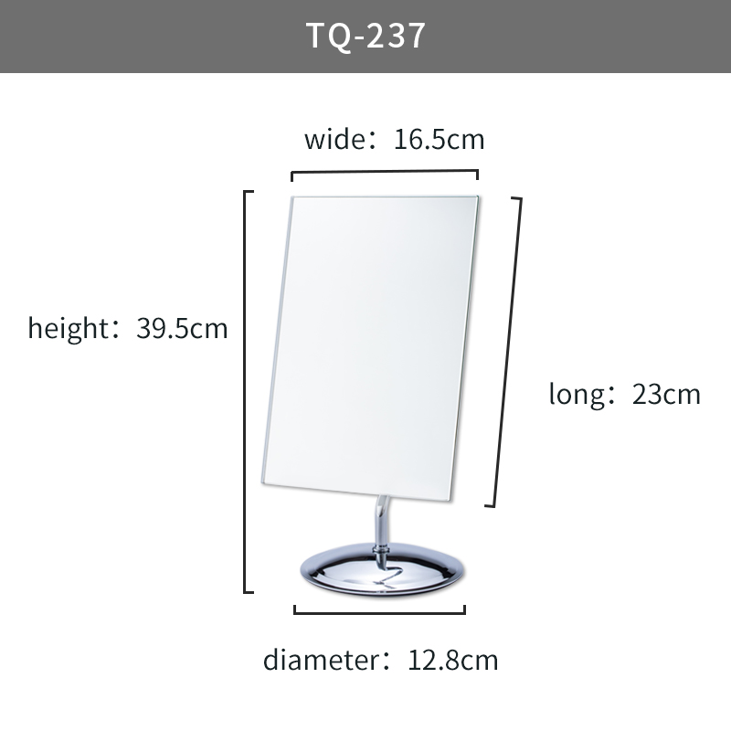Single Sided Rectangle Mirror Silver Square Desk Makeup Mirror Stand