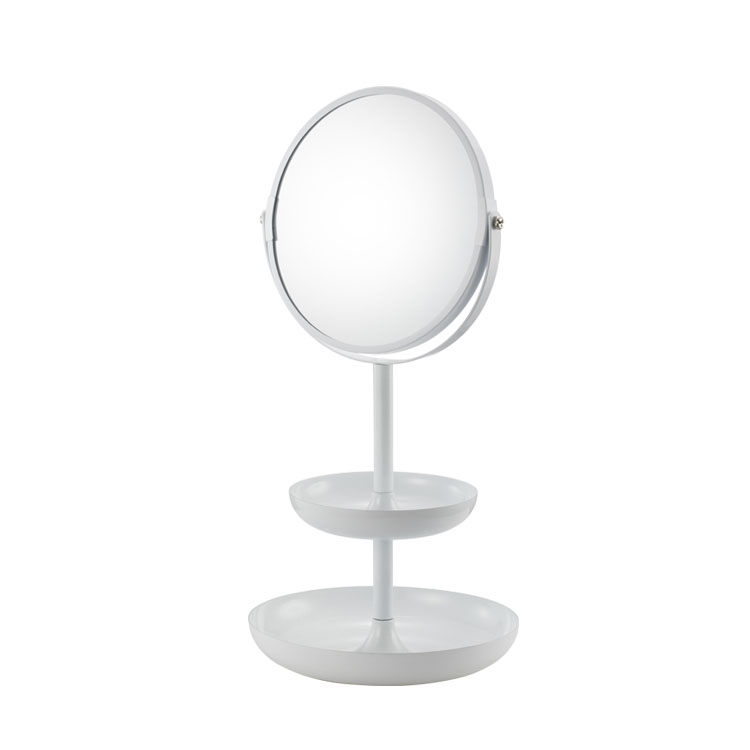 Portable Table Standing Makeup Vanity Mirror With Dual Storage Trays