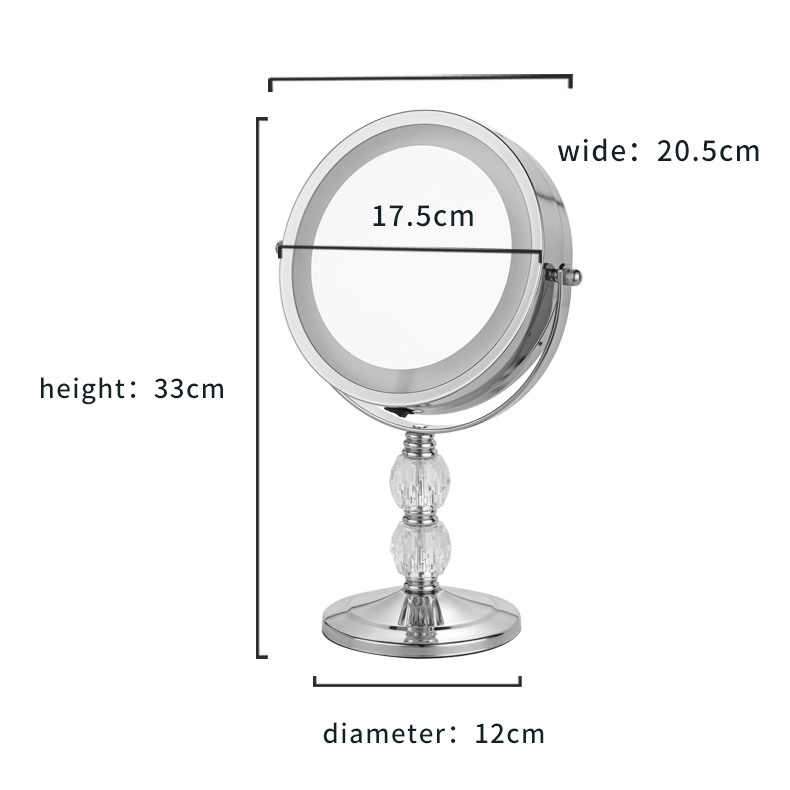 2 Sided Magnifying Makeup MirrorLed Light Up Crystal Free Standing Mirror