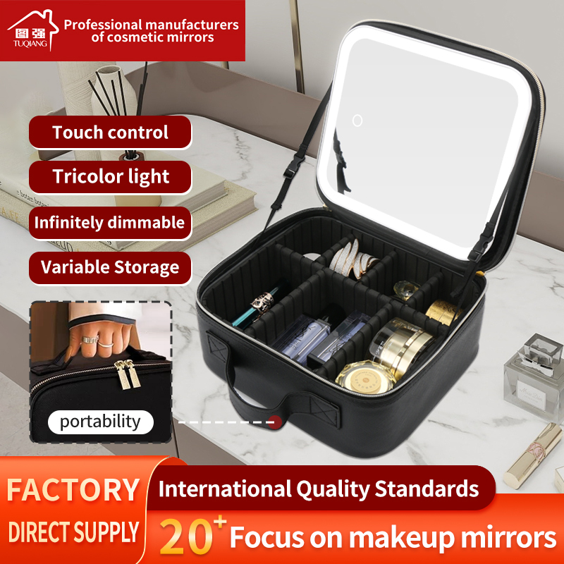 Professional Large Capacity Travel Makeup Case With Lighted Cosmetic Mirror Large Capacity Makeup Bag Can For Hair Cur Artists