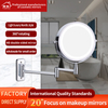Scandinavian Style Metal Bathroom Mirror With Lights Round Wall Mounted Mirror Led Double Size Makeup Mirror