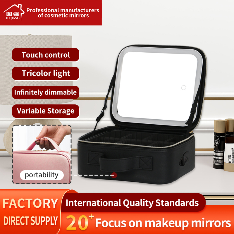 Travel Makeup Case with Large Capacity and Adjustable Strap Professional Makeup Artist Makeup Case With Led Mirror