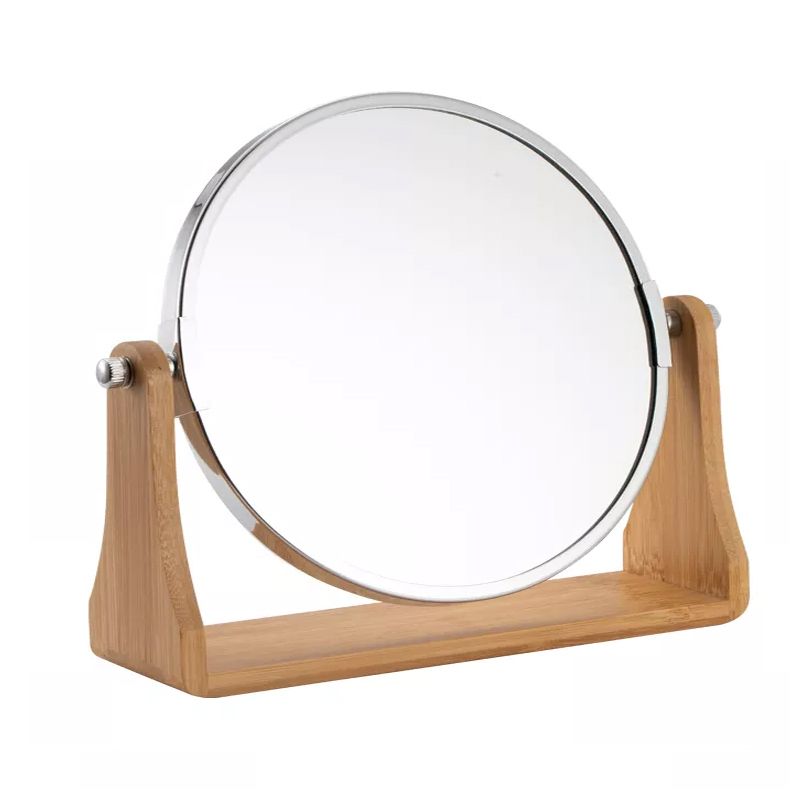 Vintage Table Mirror Round Bathroom Vanity Mirror And Bamboo Makeup Mirror In Bedroom