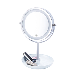 Travel Portable Led Light Beauty Manekup Mirror With Storage Tray