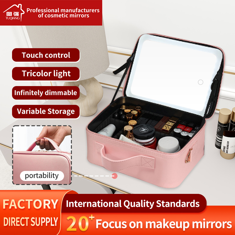 Large Capacity Makeup Case With Led Mirror Travel Makeup Bag With Mirror And Led Mirror Makeup Bag Support Custom Logo And color