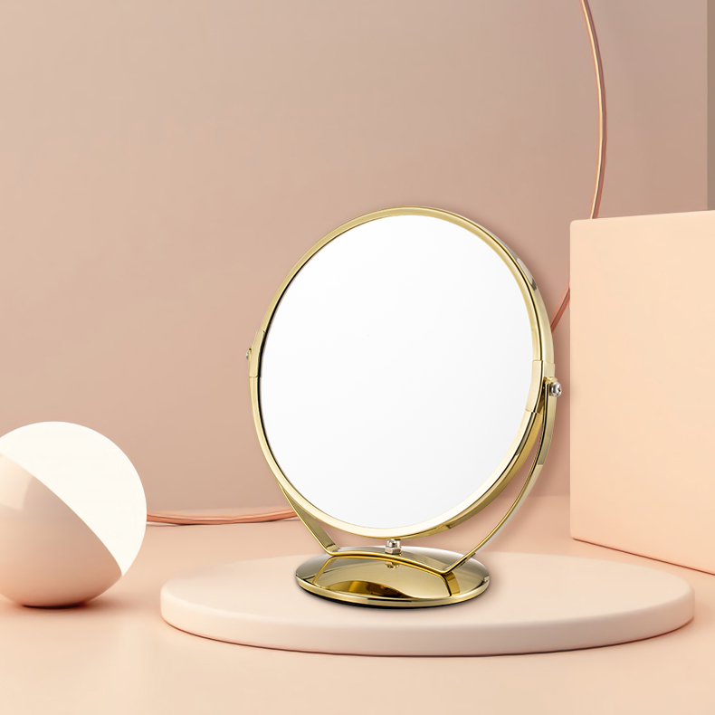 Round Small 360 Rotating Silver Glass Mirror Magnifying And Mirror Bathroom Gold Mirror